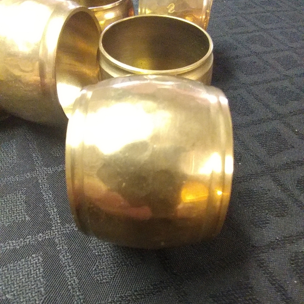 Napkin Rings, Solid Hammered Brass